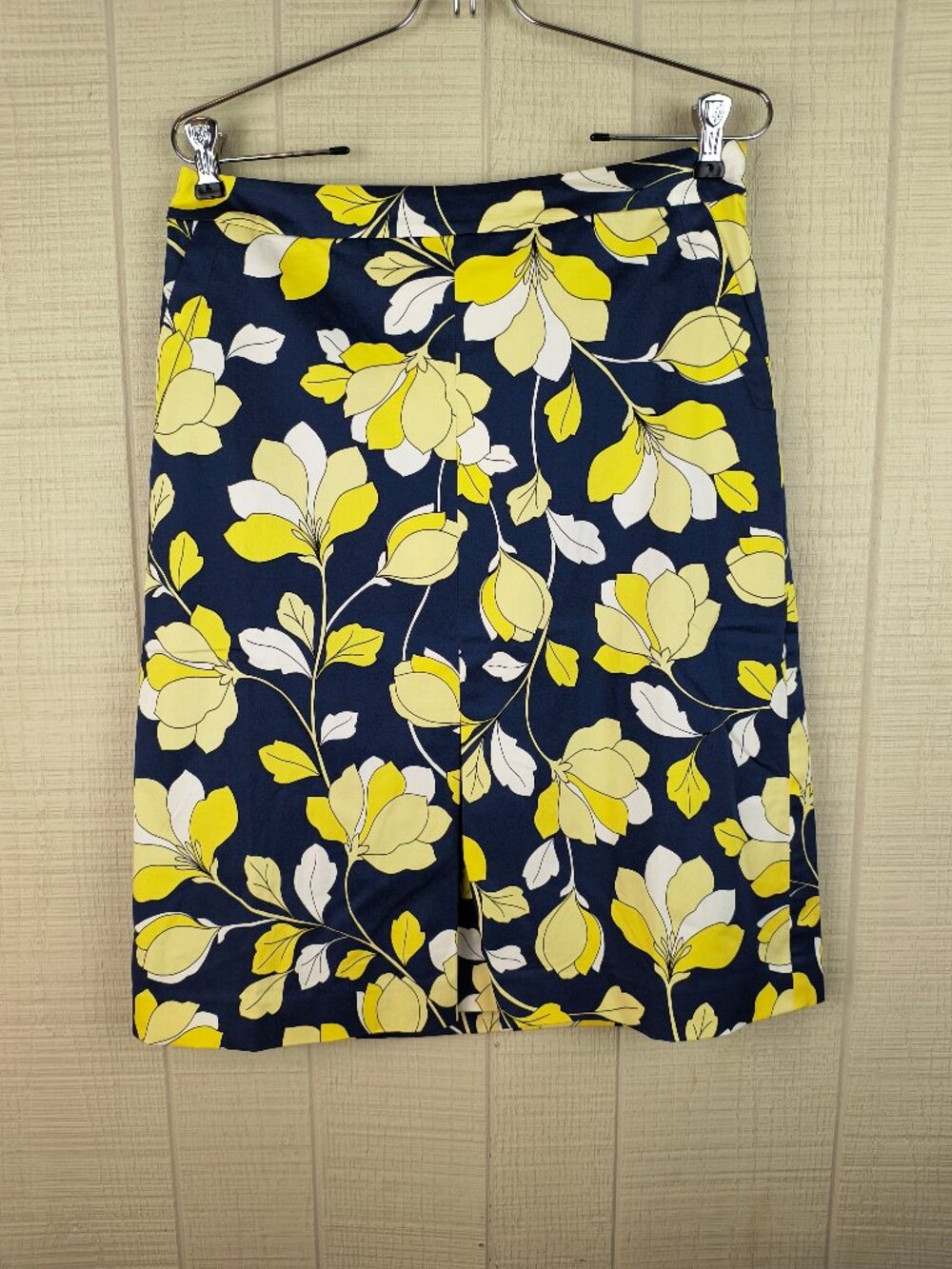 NWT Talbots A-Line Skirt Navy Yellow Print Classic Career